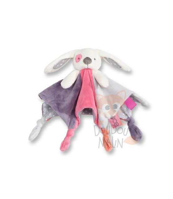 Obaïbi baby comforter rabbit pink purple grey orange 